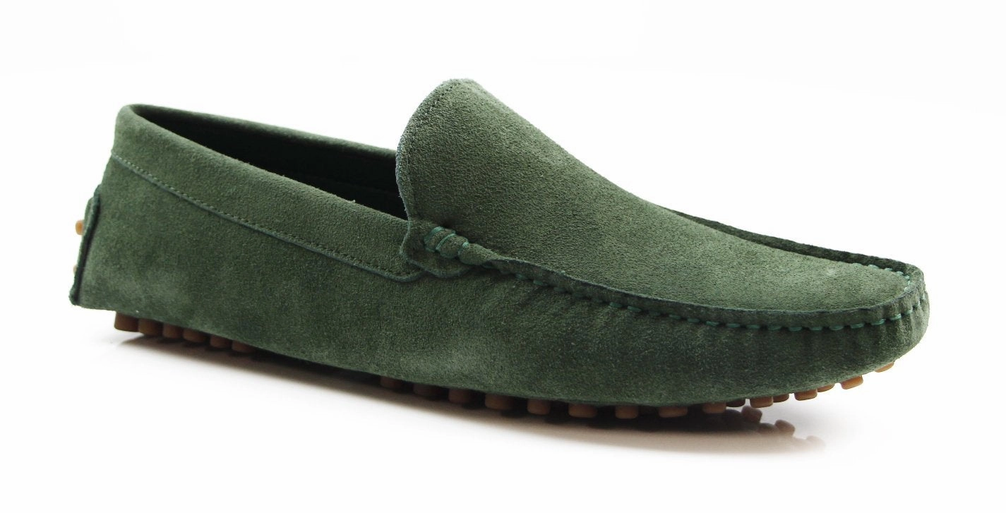 Mens Zasel Summer Slip On Green Suede Boat Shoes Business Casual Rain Shoes