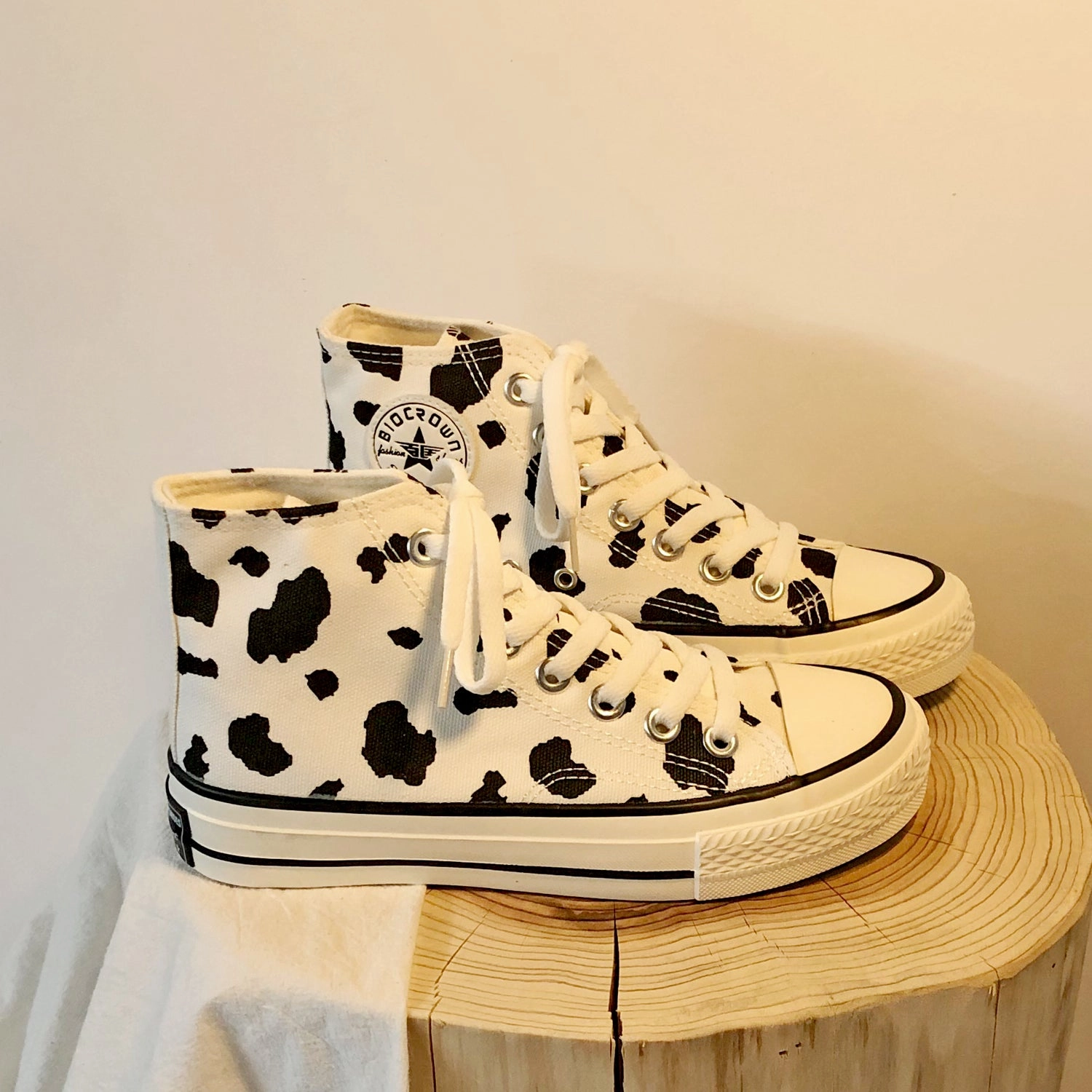 Milk Spots Hand-painted Canvas Shoes AD11704 Xc Flat Pedal Shoes
