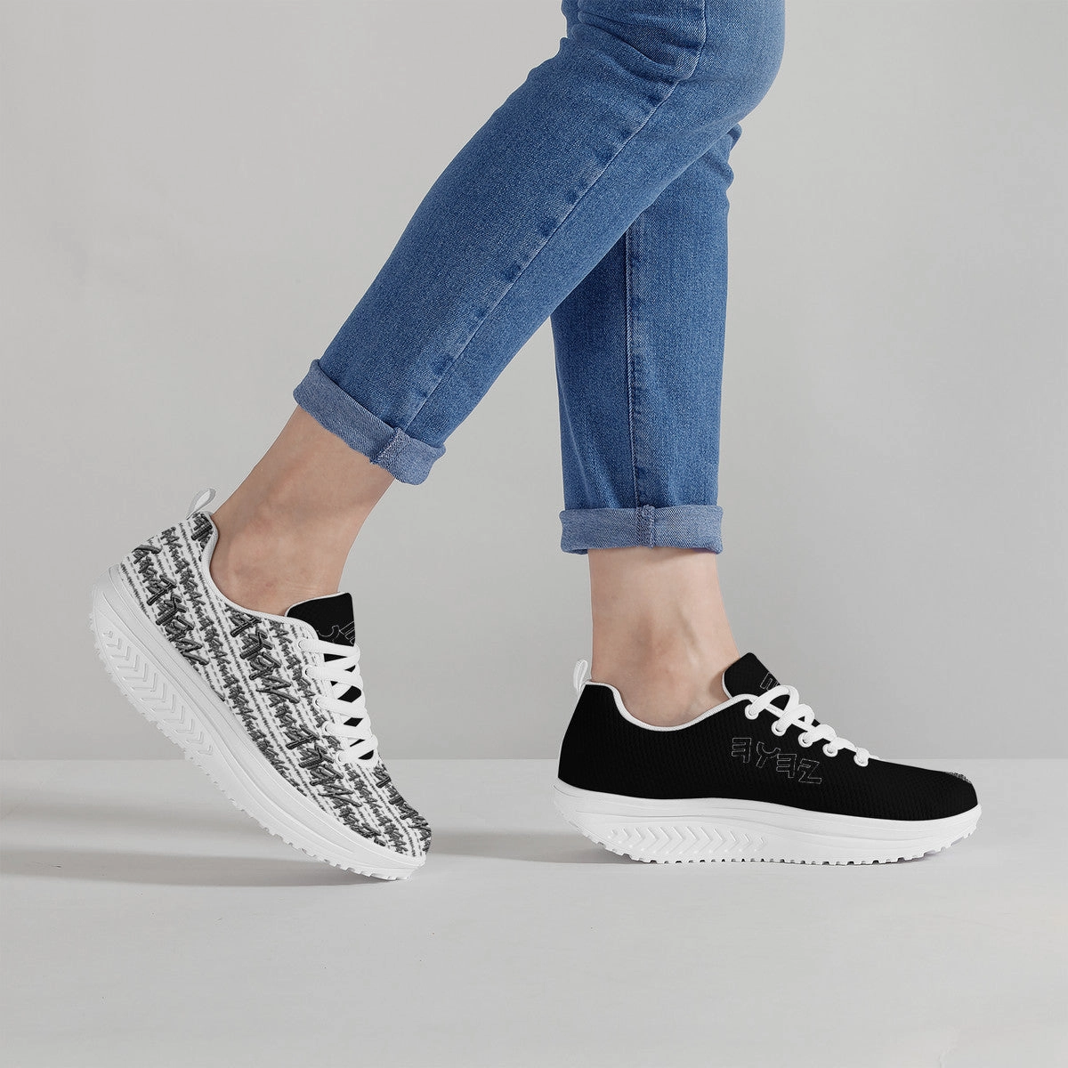 Most High God - Yahuah 01-01 White Ladies Mesh Heightened Rocking Sneakers Best Trail Running Shoes For Backpacking