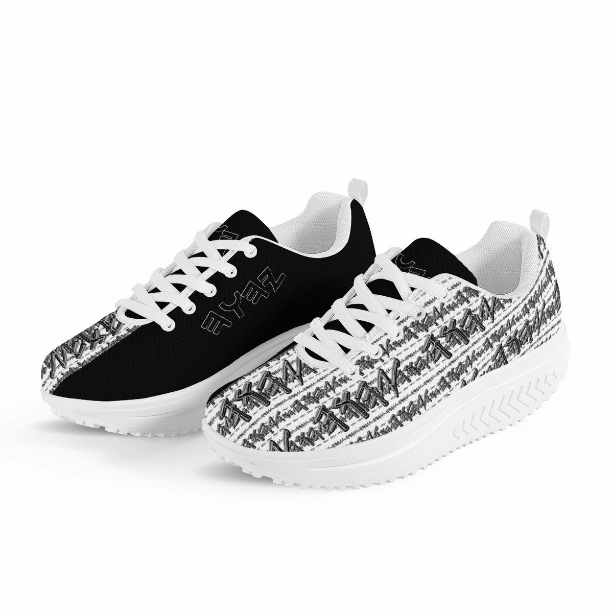 Most High God - Yahuah 01-01 White Ladies Mesh Heightened Rocking Sneakers Glycerin Stealthfit 21 Running Shoes