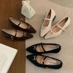 Best Walking Shoes For Flat Footed MQTIME  -  Designer Autumn Winter Women Mary Jane Flat Shoes Fashion Shallow Pointed Toe Ballerinas Flat Heel Shoes