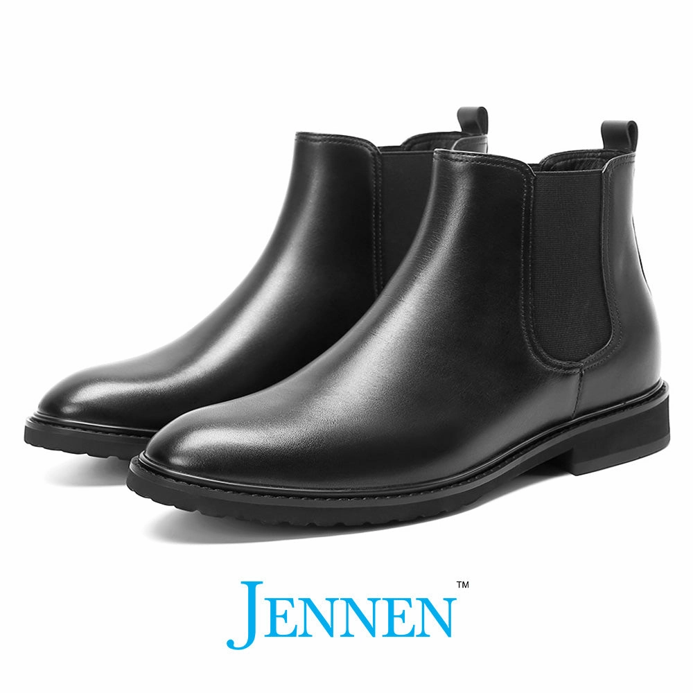 Dorothy Leather Ankle Boots Mr. Tognetti 7cm | 2.8 inches All-Black Leather Height Increasing Boots