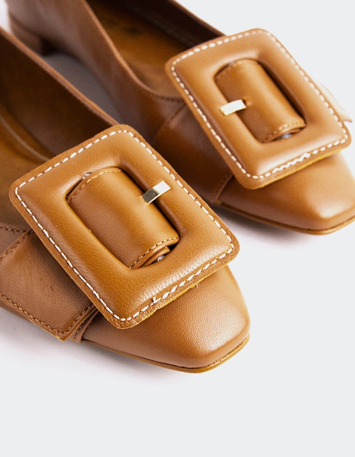 Naturalizer Flat Shoes Mulan Chestnut Leather