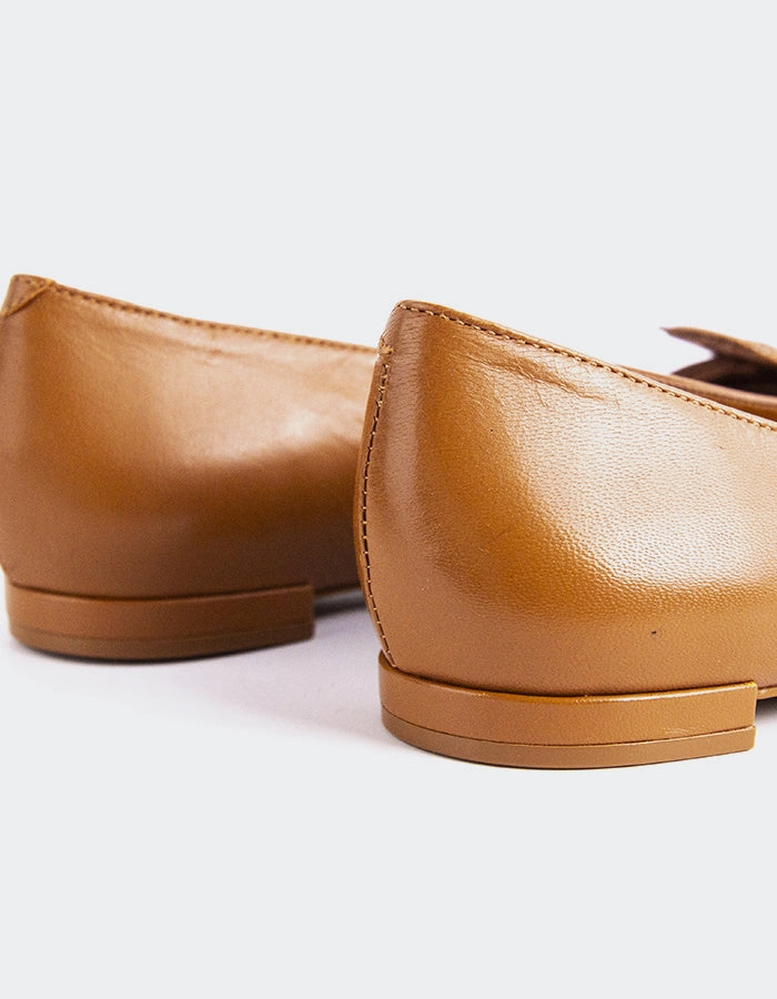 Mulan Chestnut Leather Top Walking Shoes For Flat Feet