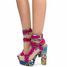 Multicolor Platform Strap Sandals Plantar Fascia Sandals