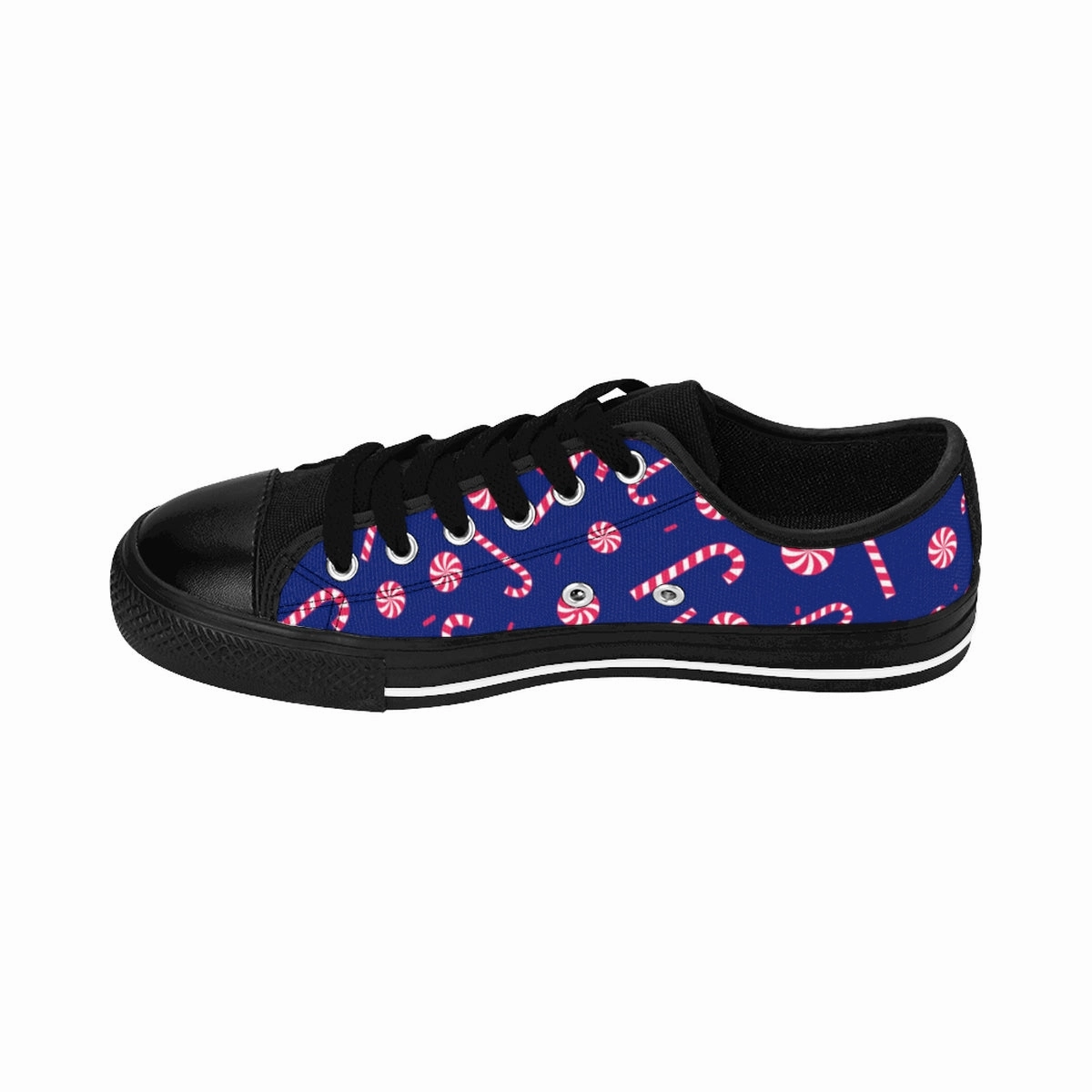 Ems Boots Navy Blue Christmas Men's Sneakers, Red White Candy Cane Low Top Best Tennis Shoes