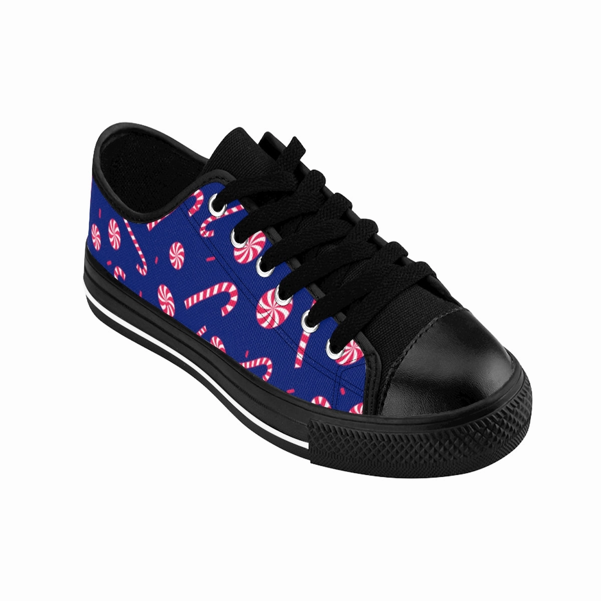 Steel Tip Boots Navy Blue Christmas Men's Sneakers, Red White Candy Cane Low Top Best Tennis Shoes