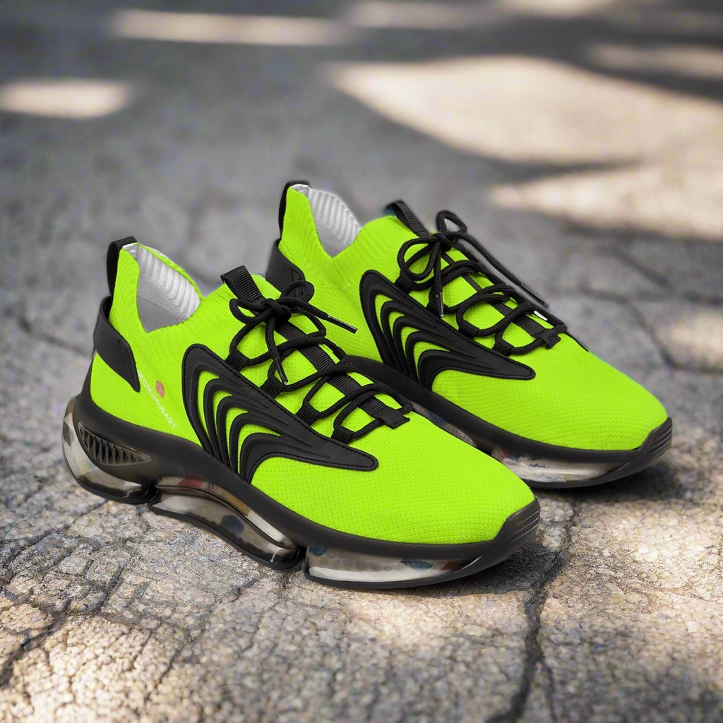 Neon Green Color Men's Shoes, Best Green Color Premium Comfy Men's Mesh Sports Sneakers Shoes Footwear Waterproof Hunting Boots