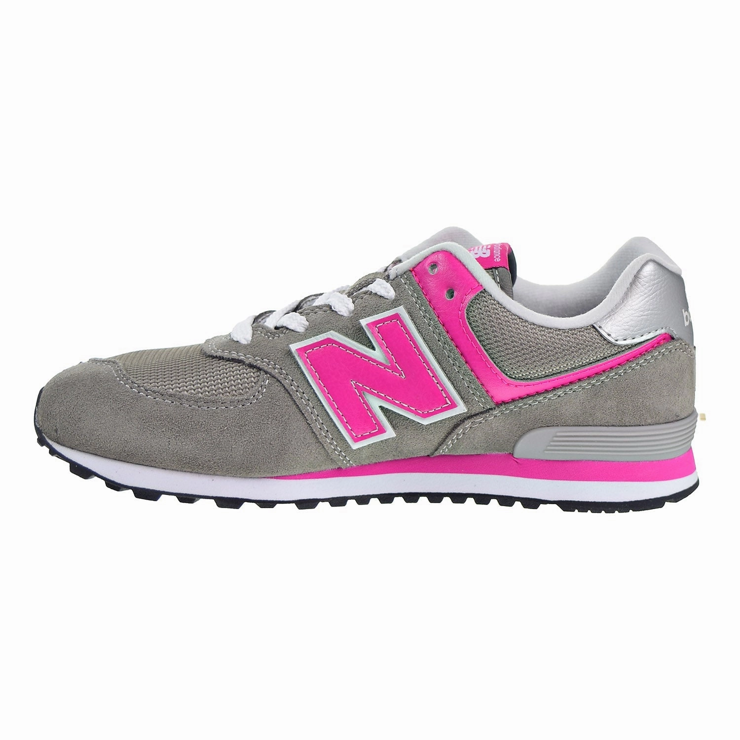 New Balance 574 Core Big Kid's Shoes Grey/Pink New Balance Pink And Grey Shoes