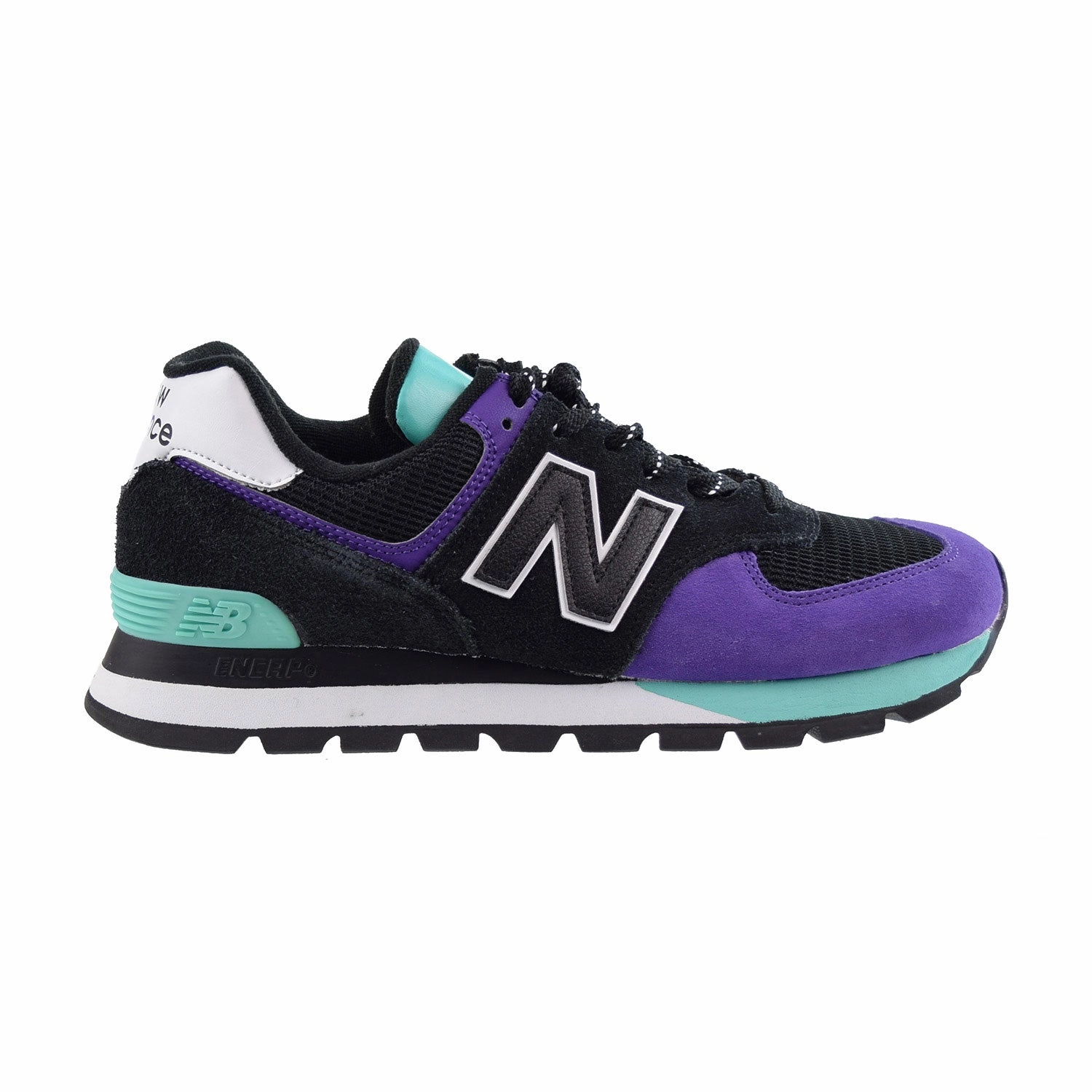 New Balance 574 Men's Shoes Rugged Black-Prism Purple New Balance White With Gum Sole
