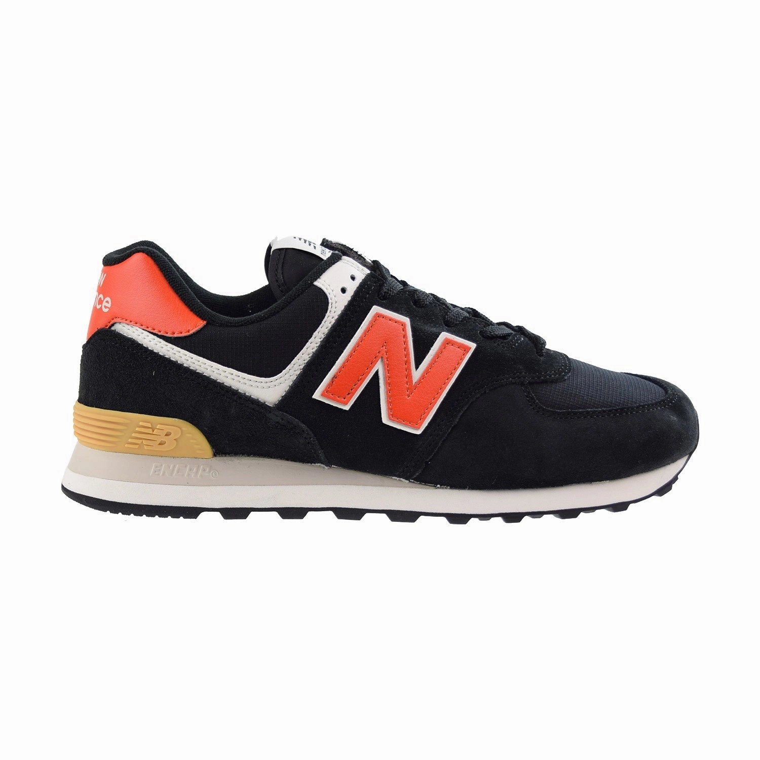 All Grey New Balance Shoes New Balance 574 (Xtra Wide4E) Men's Shoes Black-Orange
