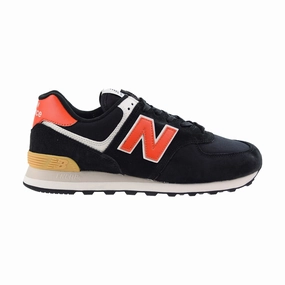 New Balance 574 (Xtra Wide4E) Men's Shoes Black-Orange Gray Womens New Balance