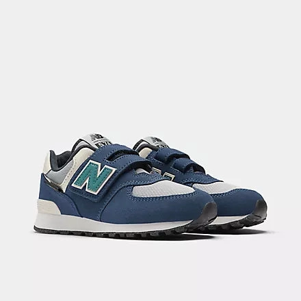 Shop New Balance 327 NEW BALANCE KID'S 574 HOOK & LOOP NAVY/GREY SHOES