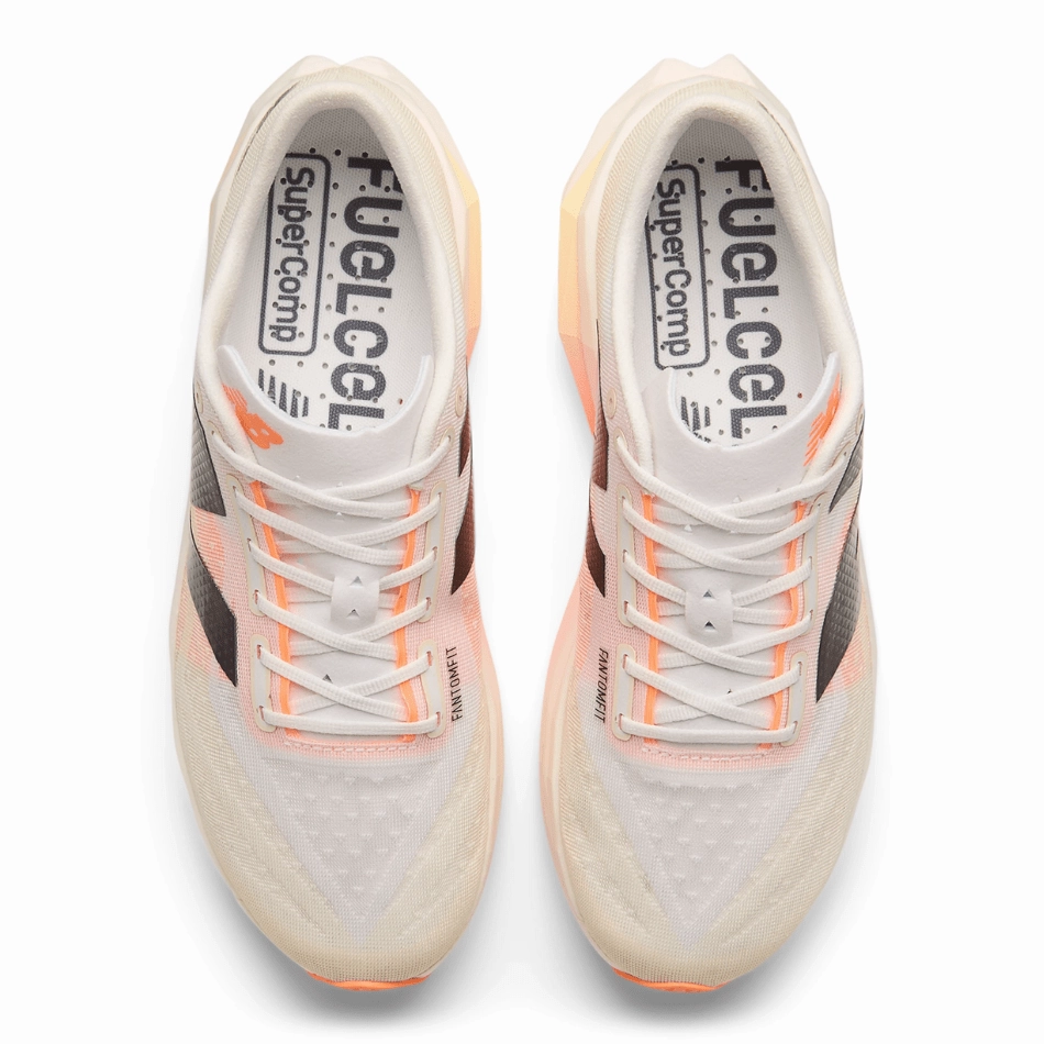 Grass Training Shoes New Balance Women's FuelCell SuperComp Elite V4 Running Shoes in White/Angora/Hot Mango SS25