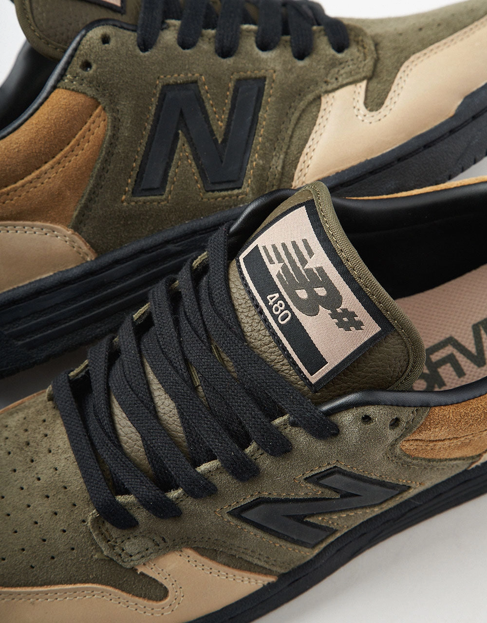 New Balance x 8FIVE2 480 Skate Shoes - Olive/Tan/Black Black New Balance 9060 Triple Black