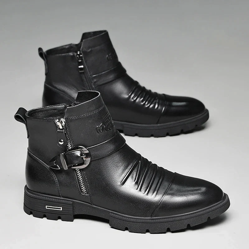 New Genuine Leather Versatile Casual Men's Boots Closed In Flat Shoes