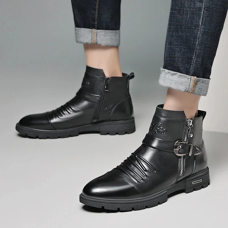 New Genuine Leather Versatile Casual Men's Boots Best Basketball Shoes For Ankle Support And Flat Feet