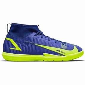 Nike Junior Mercurial Superfly 8 Academy IC Indoor Soccer Shoe- Lapis/Volt/Blue Void Best Asics Shoes For Half Marathon