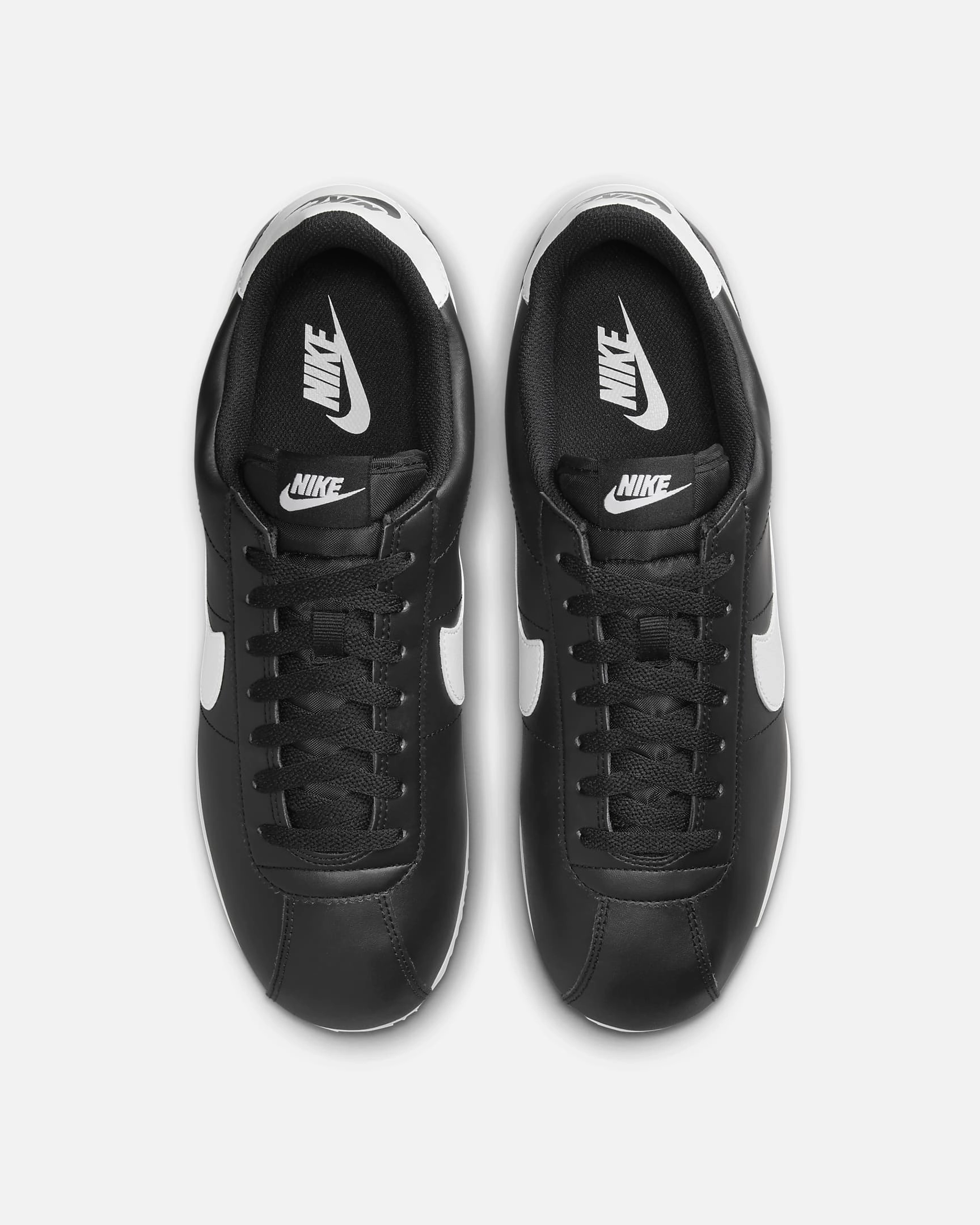 Nike Men's Cortez Leather Shoes, Black/White Asics 2e Tennis Shoes