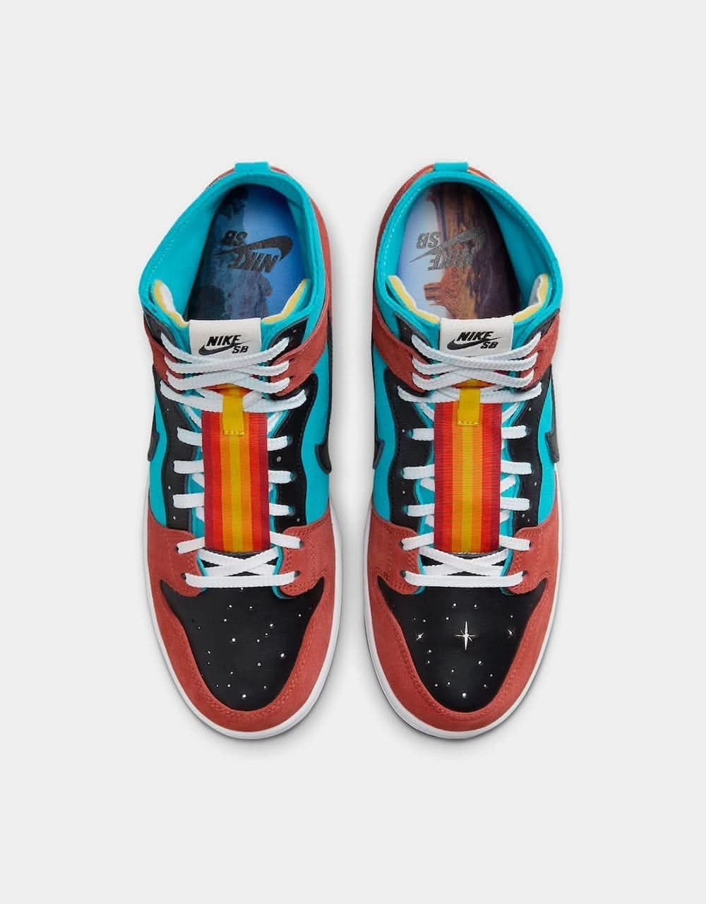 Nike SB x Di'Orr Greenwood 'Navajo Arts' Dunk Hi Decon QS Skate Shoes - Turquoise Blue/Black-Rugged Orange Asics Gel Excite Trail Shoes