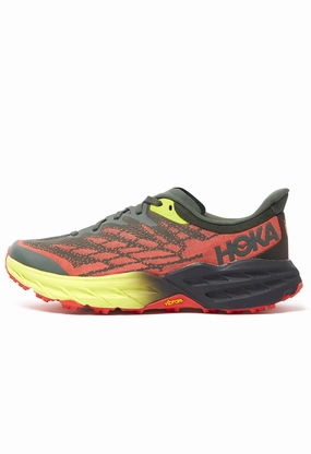 Supination Shoes Hoka Speedgoat 5 Men's Trail Shoes - Thyme / Fiesta