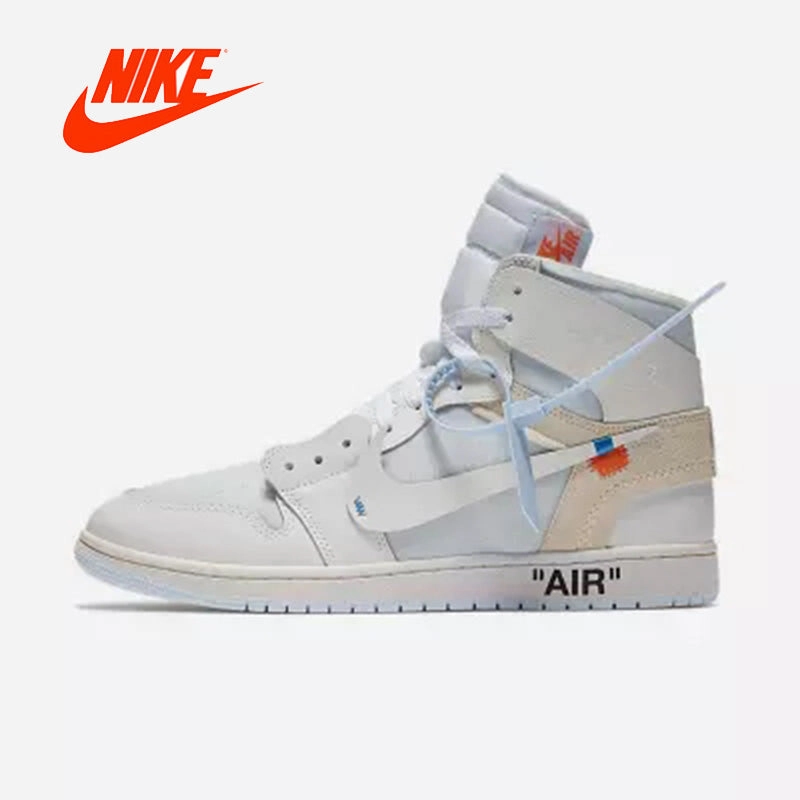 Asics Running Shoes With Spikes Official Original Nike Air Jordan 1 AJ1 OW Off White Men's basketball shoes Outdoor sports AQ0818-100