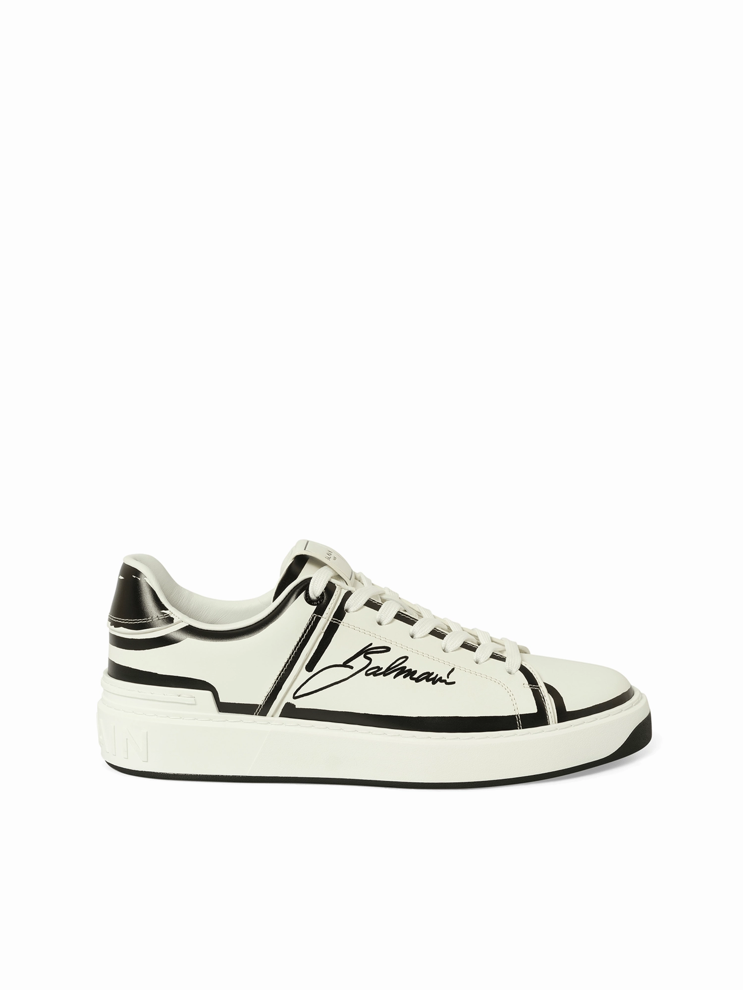 B-Court-Printed Balmain Sneaker in White/Black White Ecco Sneakers