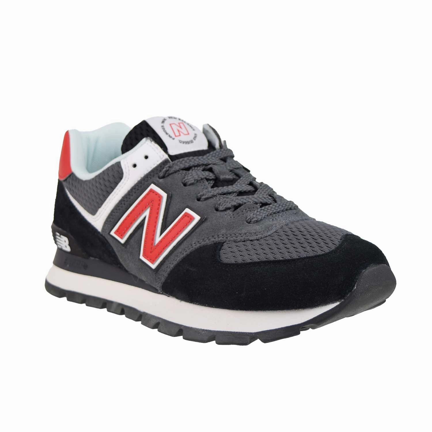 Men's New Balance Shoes White New Balance Classic 574 Rugged Men's Shoes Black-Grey-Red