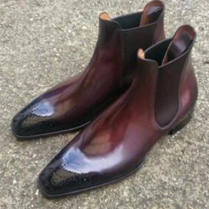 Men's vintage British brogue oxford chelsea boots | Slip on everyday boots Horse Sports Boots
