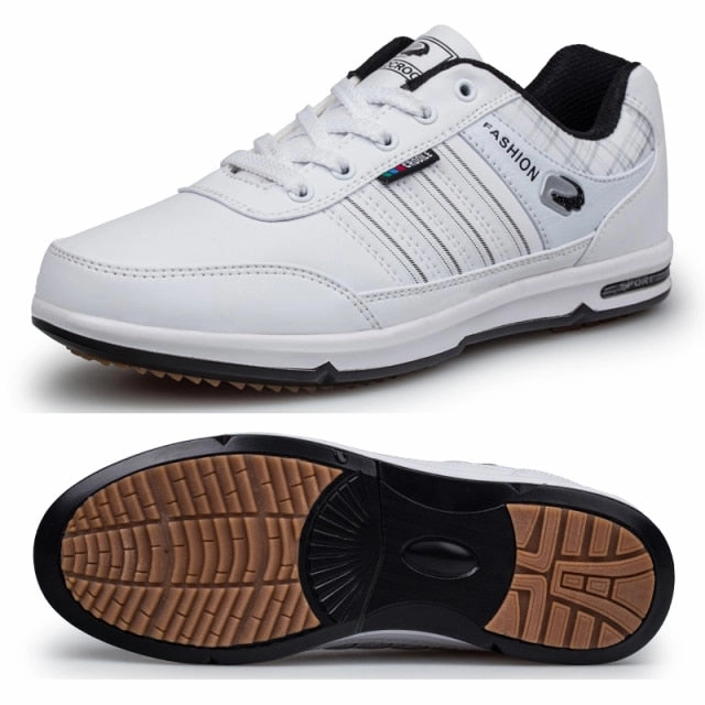Waterproof Golf Shoes / Black & White Sport Trainers for Golf Water Proof Golf