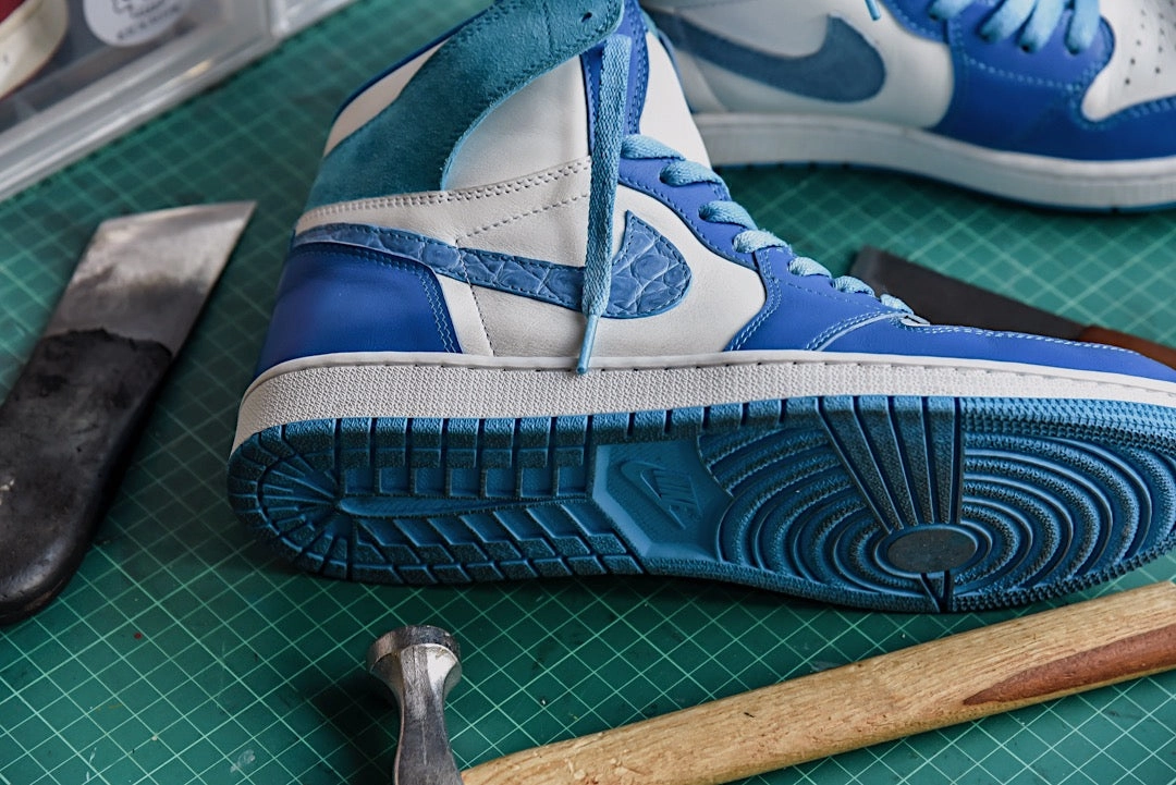 Air Jordan 1 High Retro "Royal Poseidon" Asics Mesh Running Shoes