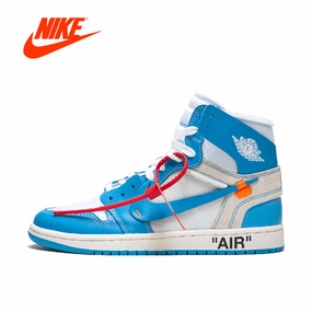 Original New Arrival Authentic NIKE Air Jordan 1 x Off-White Men's Basketball Shoes Sneakers AJ1 Comfortable AQ0818-148 Asics All Court Shoes