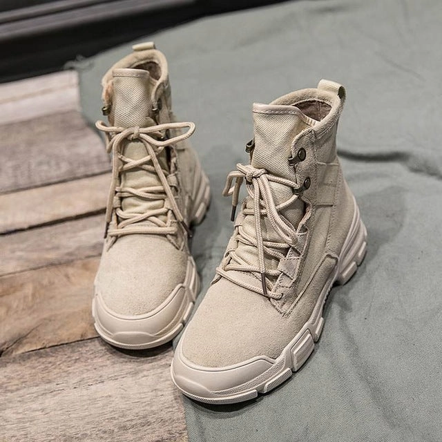 Hiking Shoes Brands In Malaysia Retro Martin Women Boots Breathable High-top Sports Shoes Height Increased Female Ankle Boots Military Hiking Boots