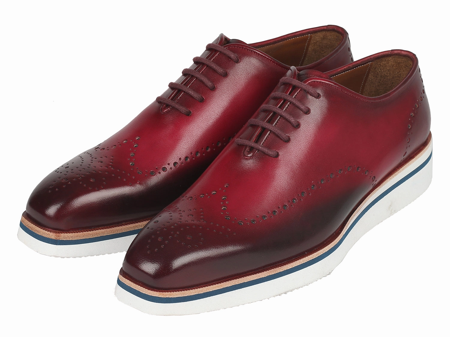 Leather Slip On Shoes Casual Paul Parkman Men's Smart Casual Wingtip Oxfords Bordeaux - 188-BRD