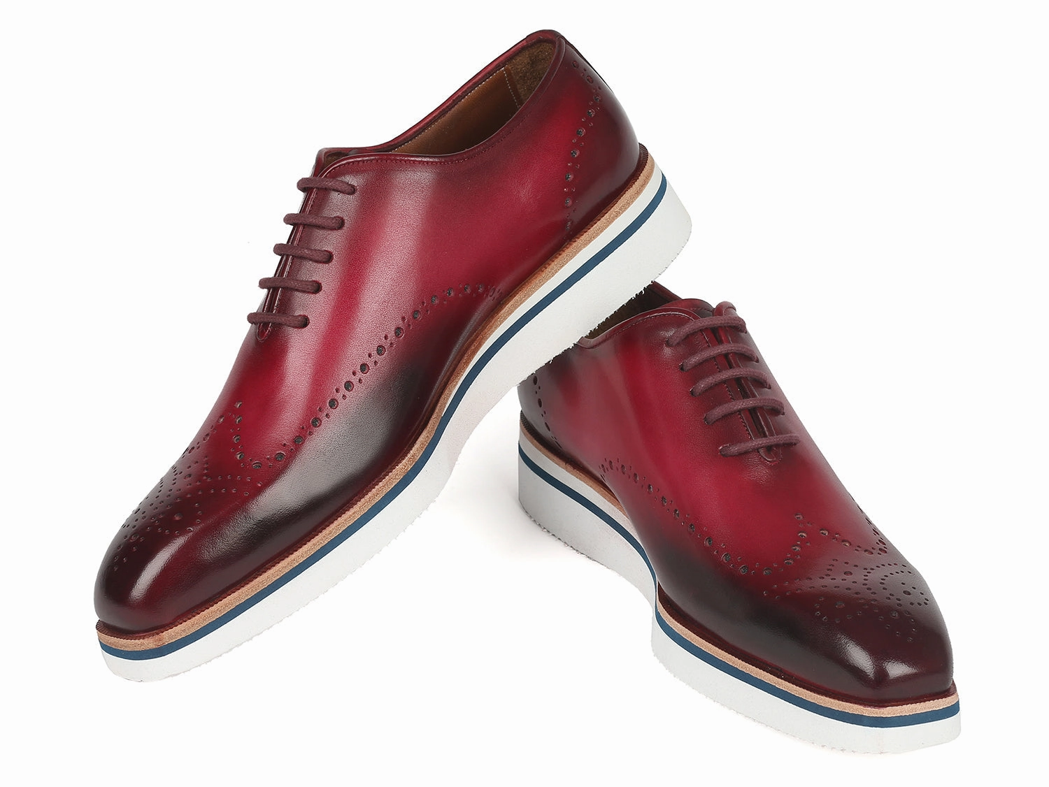 Paul Parkman Men's Smart Casual Wingtip Oxfords Bordeaux - 188-BRD Casual Slip On Shoes Sale