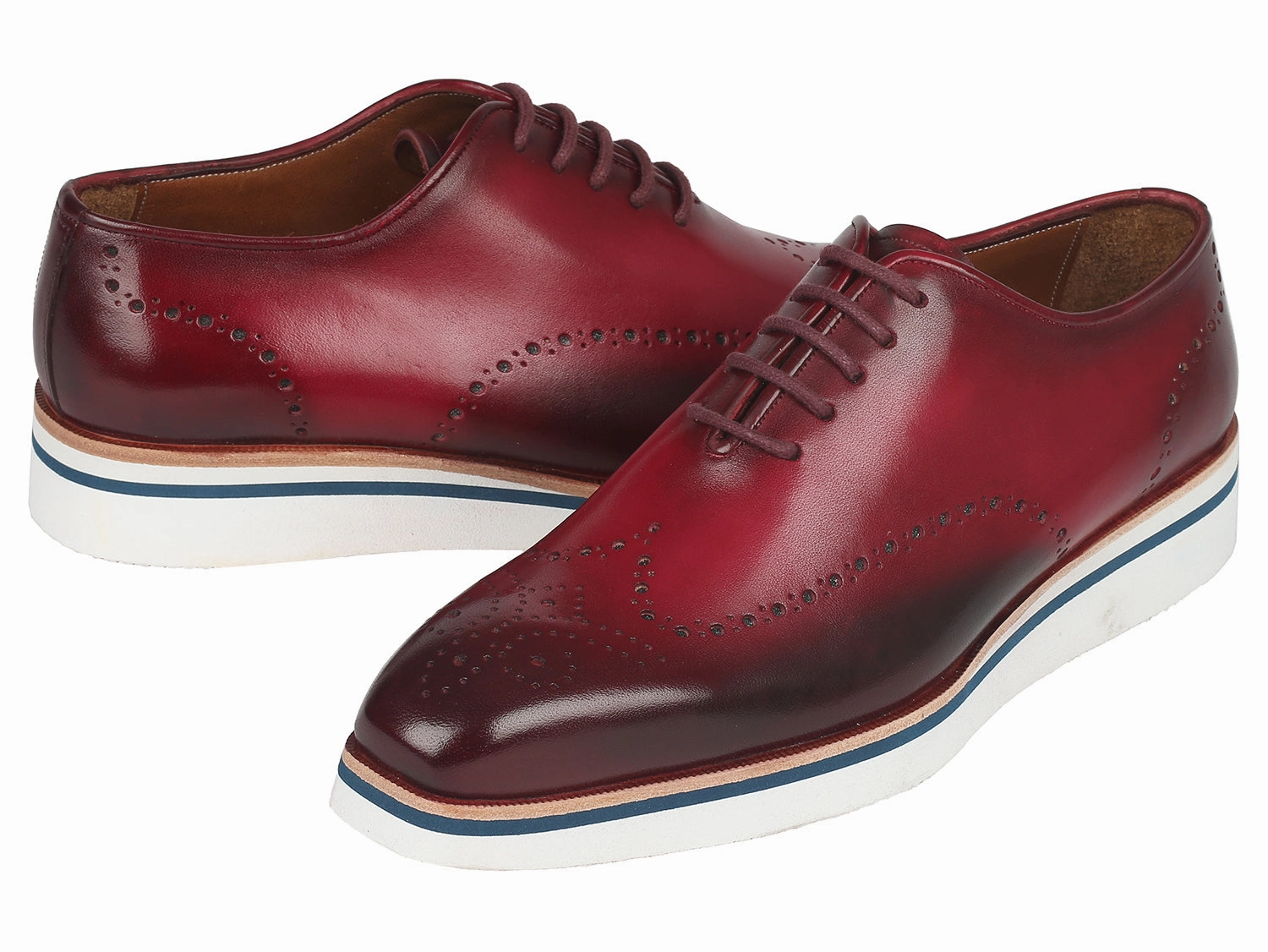 Casual Shoes For Gym Paul Parkman Men's Smart Casual Wingtip Oxfords Bordeaux - 188-BRD