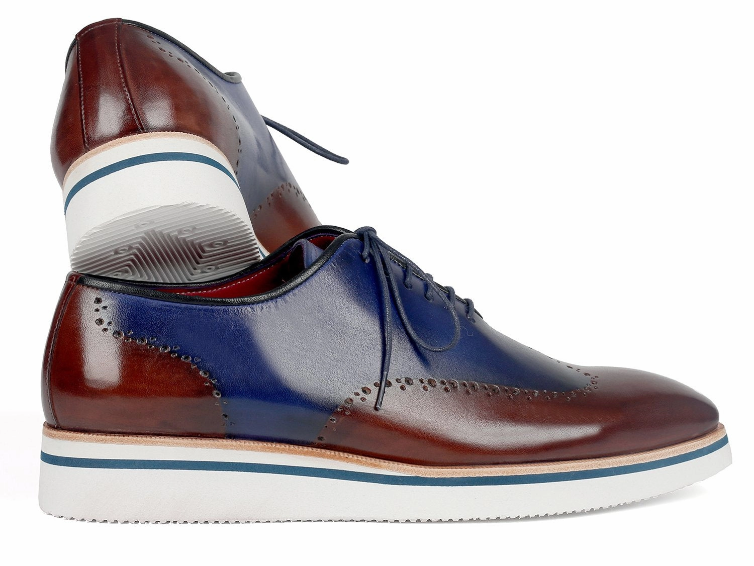 Paul Parkman Smart Casual Wingtip Oxfords Brown & Blue - 187-BRW-BLU Casual Shoes With Arch Support