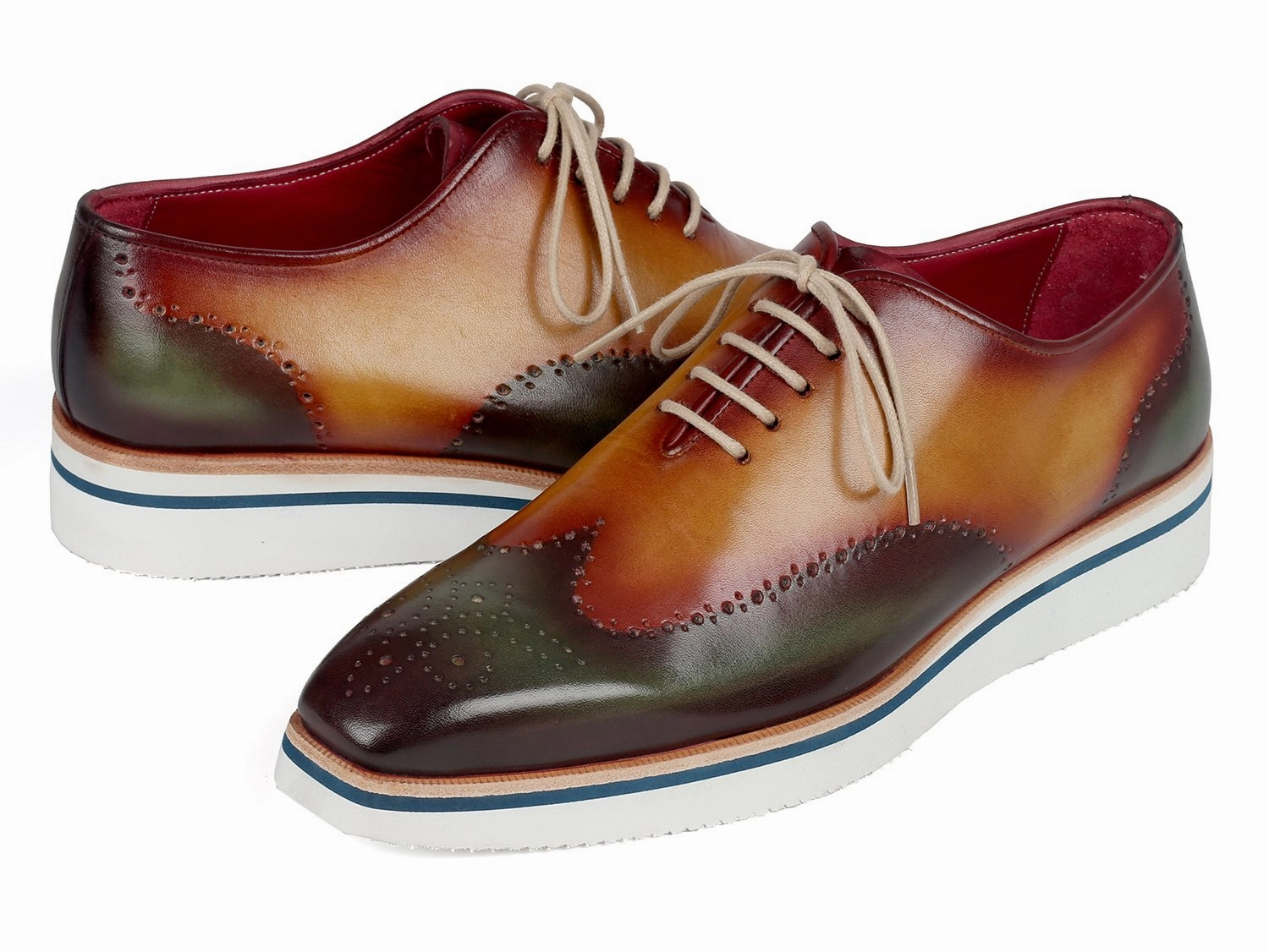 Paul Parkman Smart Casual Wingtip Oxfords Green & Camel - 188-GRN-CML Shoes Casually Nyt Crossword Clue