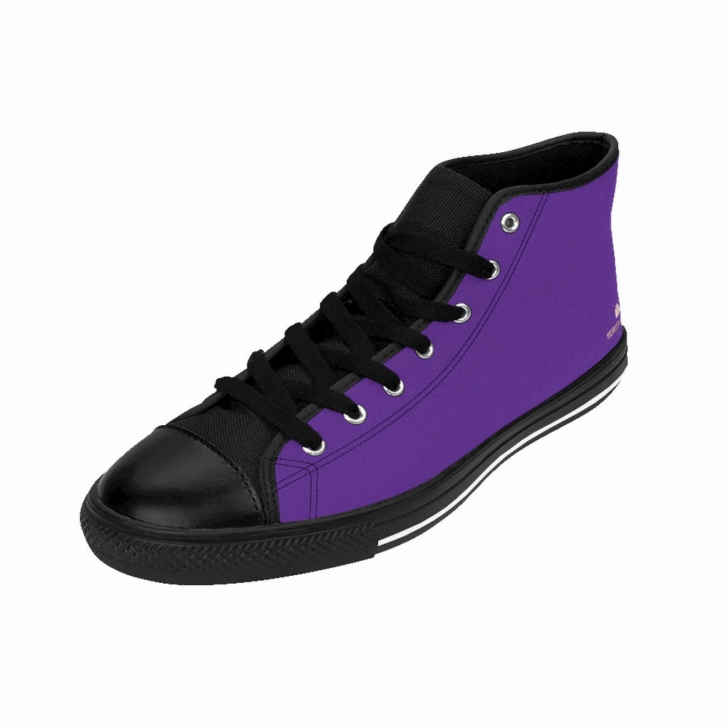 Best Travel Boots Dark Purple Men's High-top Sneakers, Solid Color Minimalist Designer Tennis Running Shoes