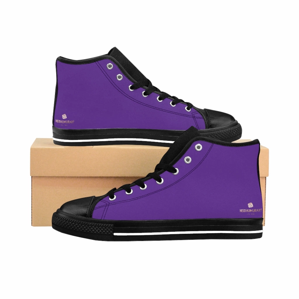Dark Purple Men's High-top Sneakers, Solid Color Minimalist Designer Tennis Running Shoes K2 Method Ski Boots