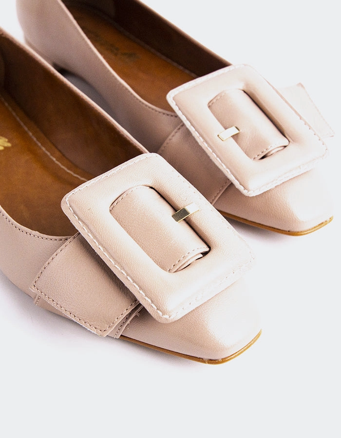 Flat Shoes Open Mulan Nude Leather