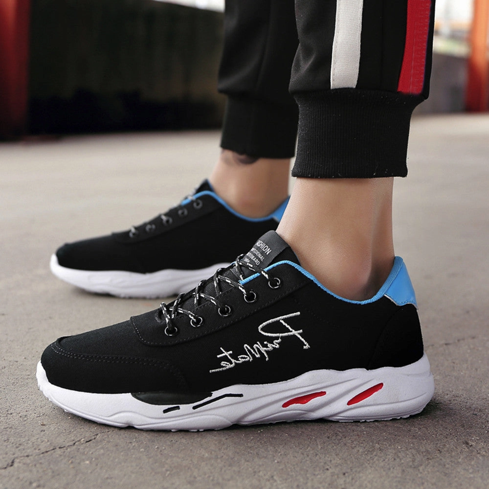 Non Marking Flat Soled Shoes Men's Casual Sport Shoes Spring Travel Shoes Breathable Lace-up Sneakers