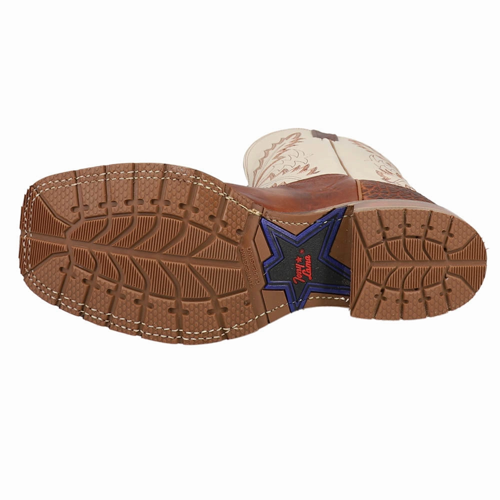 TLX Comfort Performance Antonio Square Toe Cowboy Boots Brown Knee Boots With Heel