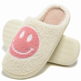 Pink Retro Smiley Face Slippers Summer Basic Slippers Outdoor