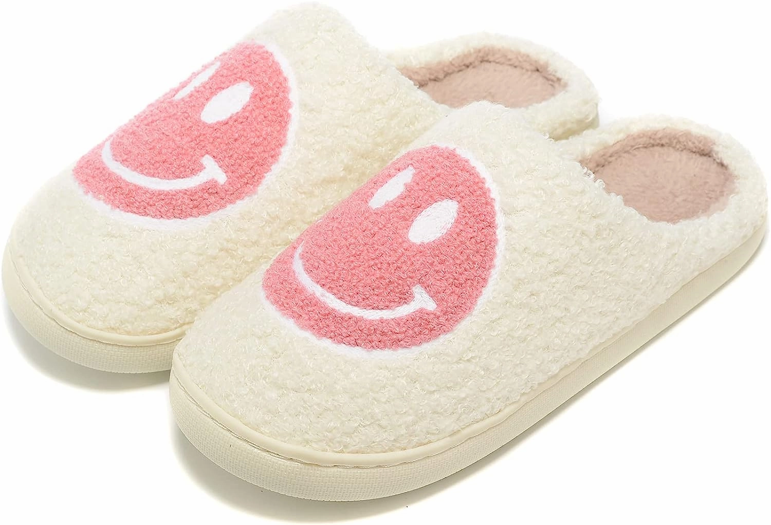 Step Two Slide Pink Retro Smiley Face Slippers