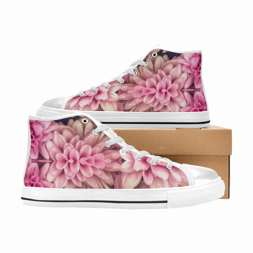 Wearing Flat Shoes To The Gym Pink Chrys Aquila High Top Canvas Women's Shoes