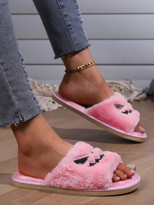 Pink Pumpkin Plush Slippers Golf Slippers