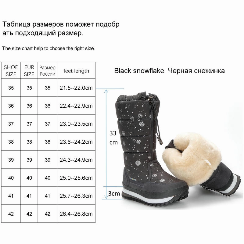 Warm Shoes Original Women&#39;s Winter High Boots Snow Lady Booties New Warm Insole Plus Big Size shoes Non-Slip Waterproof Free Shipping