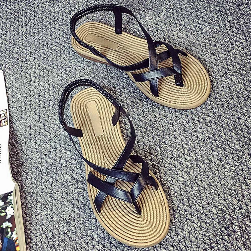 Women Flat Shoes Bandage Bohemia Leisure Lady Sandals Peep-Toe Outdoor Shoes Flat Feet Wear On Outside Of Shoe