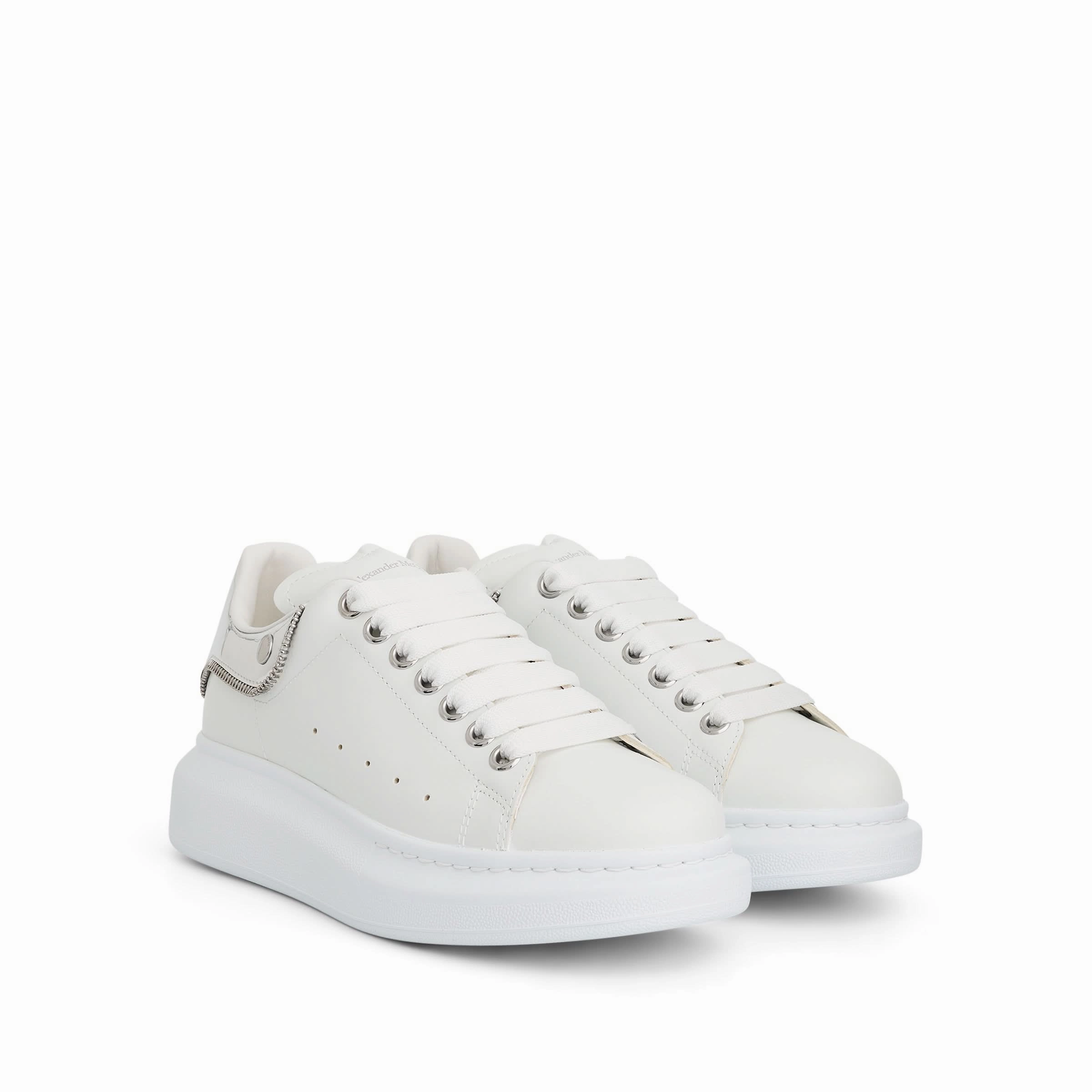 Larry Oversized Mirror Sneaker in White/Silver Oomphies Sneakers